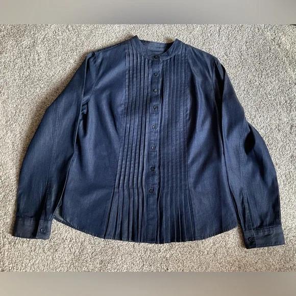 Westbound Denim Tuxedo Nehru Collar Shirt - Picture 5 of 11